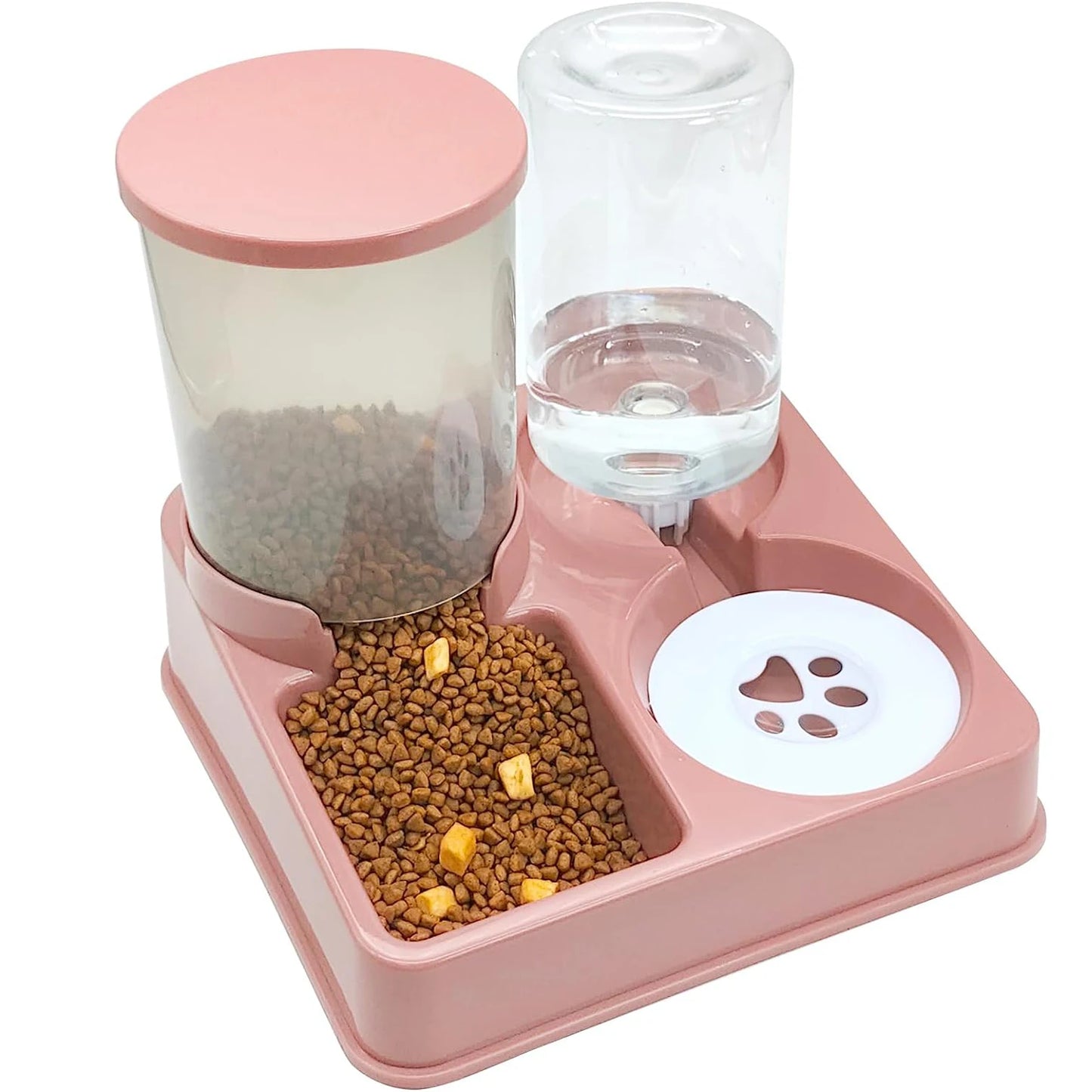 Dispensador Automático de Comida y Agua para Gatos, Set 2 en 1 con Alimentador Inclinado