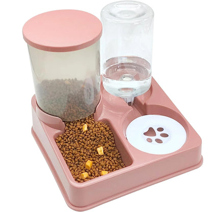 Dispensador Automático de Comida y Agua para Gatos, Set 2 en 1 con Alimentador Inclinado