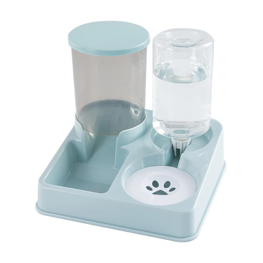 Dispensador Automático de Comida y Agua para Gatos, Set 2 en 1 con Alimentador Inclinado